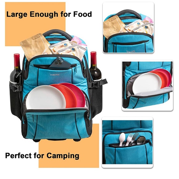 Cooler Backpack with Wheels, 30 Cans Insulated Rolling Cooler Bag, Large - Picture 2 of 7